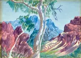 Mcdonnell Ranges by Otto Pareroultja, 1976, watercolour on paper, offered Oct 2022