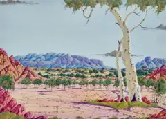 Where Dingos Play by Benjamin Landara, 1976, watercolour on paper, sold Oct 2022