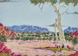 Where Dingos Play by Benjamin Landara, 1976, watercolour on paper, sold Oct 2022