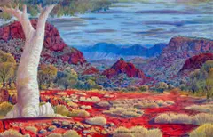 Storm Approaching Over Jay Creek by Douglas Kwarlpe Abbott, 2008, watercolour on paper, sold Oct 2022