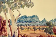 Central Australian Landscape by Arnulf Ebatarinja, watercolour on paper, sold Oct 2022