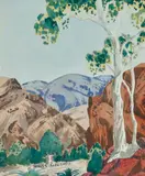 Central Australian Landscape by Henoch Renkaraka, watercolour on paper, sold Oct 2022
