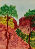 Untitled by Richard Moketarinja, watercolour on paper, sold Oct 2022