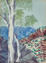 Untitled by Richard Moketarinja, watercolour on paper, sold Oct 2022