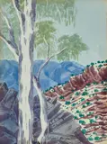 Untitled by Richard Moketarinja, watercolour on paper, sold Oct 2022