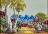 Central Australian Scene by Henoch Renkaraka, 1956, watercolour on paper on compressed card, offered Oct 2022
