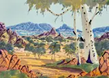 Ghost Gum, Central Desert by Benjamin Landara, watercolour on compressed card, sold Oct 2022