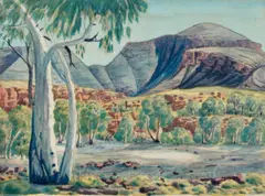 Mount Sonder by Adolf Inkamala, 1952, watercolour on paper, sold Oct 2022
