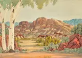 Ghost Gum by Clem Abbott, watercolour on compressed card, offered Oct 2022