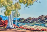 Desert Landscape by Gabriel Namatjira, watercolour on paper, sold Oct 2022