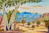 Central Australian Landscape by Ivan Pannka, watercolour on paper on compressed card, offered Oct 2022
