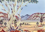 Ghost Gum by Desmond Ebatrinja, watercolour on paper, sold Oct 2022