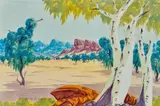 Central Desert by Lindberg Inkamala, watercolour on paper on compressed card, offered Oct 2022