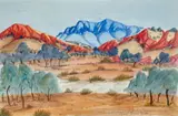 Central Australian Landscape by Lenie Namatjira, watercolour on paper, sold Oct 2022