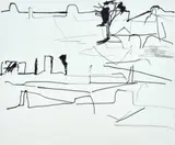 Landscape Marks No. 6 by Ken Whisson, 1987, ink on paper, sold Dec 2022