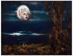 Untitled #481 by Louise Hearman, 1996, oil on composition board, sold Dec 2022