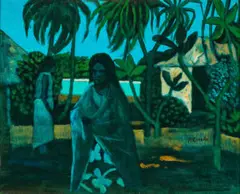 Islanders walking by Ray Crooke, oil on canvas on board, sold Feb 2023