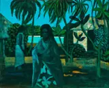 Islanders walking by Ray Crooke, oil on canvas on board, sold Feb 2023