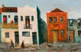 Paddington street scene by Sali Herman, oil on canvas, sold Feb 2023