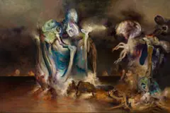 An event in the islands by James Gleeson, 1996, oil on canvas, sold Feb 2023