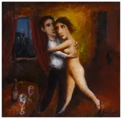 Nocturnal dance by Garry Shead, 2009, oil on composition board, sold Feb 2023