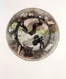 Tondo by William Kentridge, 2000, etching, aquatint, drypoint and chine collé on paper, offered Feb 2023