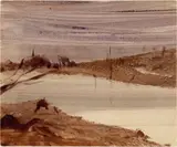Landscape by Sidney Nolan, c.1956, oil on paper, sold May 2023