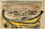 Golden Gully by Russell Drysdale, c.1949, ink and watercolour on paper, sold May 2023