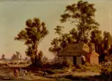 Cottage Near Dromana by 1835-1907, Henry James Johnstone, 1872, oil on academy board, sold May 2023