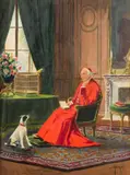 Cardinal et son chien by François Joseph Girot, Aquarelle sur carton, sold Dec 2025