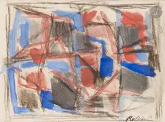 Composition by Charles Rollier, 1950, Aquarelle et fusain, sold Dec 2025