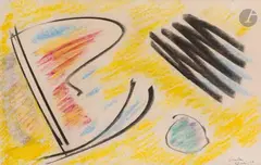 Composition by Gérard Ernest Schneider, 1950, Pastel, sold Dec 2025