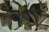 Composition by François Arnal, 1951, Encre et gouache, sold Dec 2025