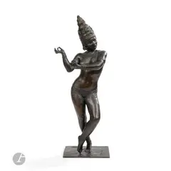 Danse de Parvati de la série des 4 Danseuses cambodgiennes, le modèle créé en [1947], notre by Paul Landowski, Épreuve en bronze à patine brun-noir, sold Nov 2025