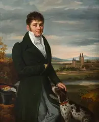Portrait d'homme et son chien dans un paysage by Jenny Berger-Désoras, Toile d'origine (Binant Paris), sold Nov 2025