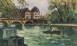 La Seine près du pont Neuf, Paris by Robert Louis Antral, 1932, Encre et aquarelle, sold Nov 2025