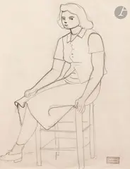 Femme assise by André Derain, Crayon noir, sold Nov 2025