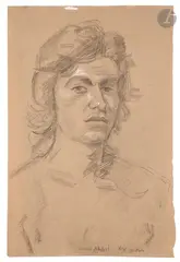 Portrait de Lionel Ambert, Hôtel des Ducs by Yannis Tsarouchis, Mine de plomb et rehauts de crayon blanc, sold Nov 2025