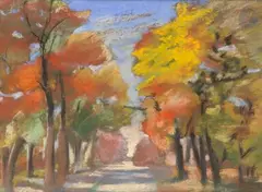 Allée d'arbres by Raymond Thibesart, 1948, Pastel, sold Nov 2025