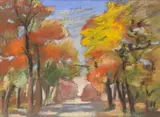 Allée d'arbres by Raymond Thibesart, 1948, Pastel, sold Nov 2025