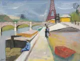 Le Pont de Grenelle et la Tour Eiffel by Robert Lotiron, Gouache, sold Nov 2025