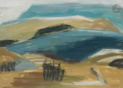 Bord de mer en Haute Provence by Pierre Célice, 1958, Gouache sur papier, sold Nov 2025