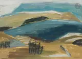 Bord de mer en Haute Provence by Pierre Célice, 1958, Gouache sur papier, sold Nov 2025