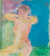 Nu by Paul Guiramand, 1964, Gouache et crayon noir, sold Nov 2025