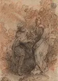 Le Repos pendant la fuite en Égypte by Charles de La Fosse, Crayon noir et sanguine, sold Nov 2025