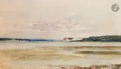 Estuaire de la Seine, Honfleur by Narcisse Berchère, Aquarelle, sold Nov 2025