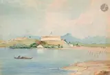 Vue d’un couvent en Amérique Latine (peut-être couvent de Penha, Brésil) by Johann Moritz Rugendas, Aquarelle, sold Nov 2025