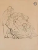 Deux études pour Suites d’un bal masqué by Jean-Léon Gérôme, vers 1857, Crayon noir, sold Nov 2025