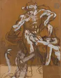 Le Laocoon by Valère Bernard, Fusain et gouache sur plusieurs papiers calques contrecollés, sold Nov 2025