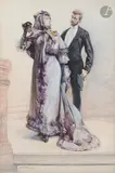 La Sortie du bal by Georges Clairin, Gouache sur traits de crayon, sold Nov 2025